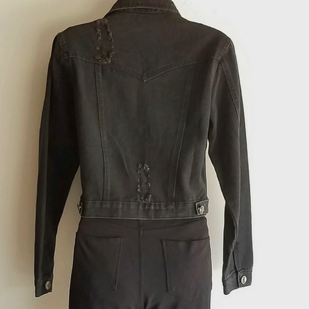 Pearled Collared Denim Jacket - Picture 5 of 6